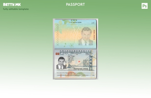 Модерен стил шаблон за пасош на Хонг Конг